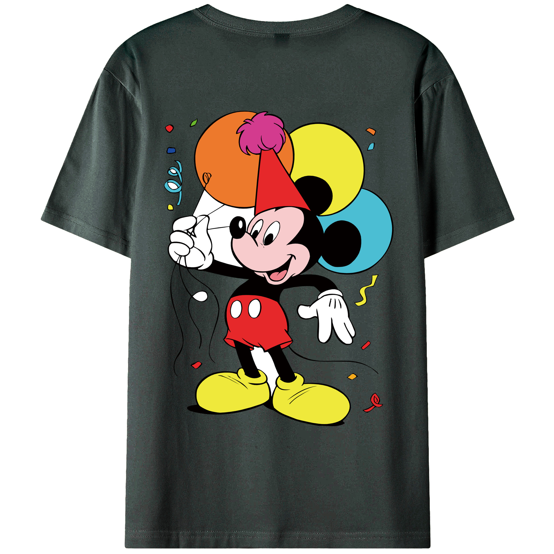 ミッキーマウス Mickey Mouse 綿100％ メンズ半袖Tシャツ（バックプリント） 通気性